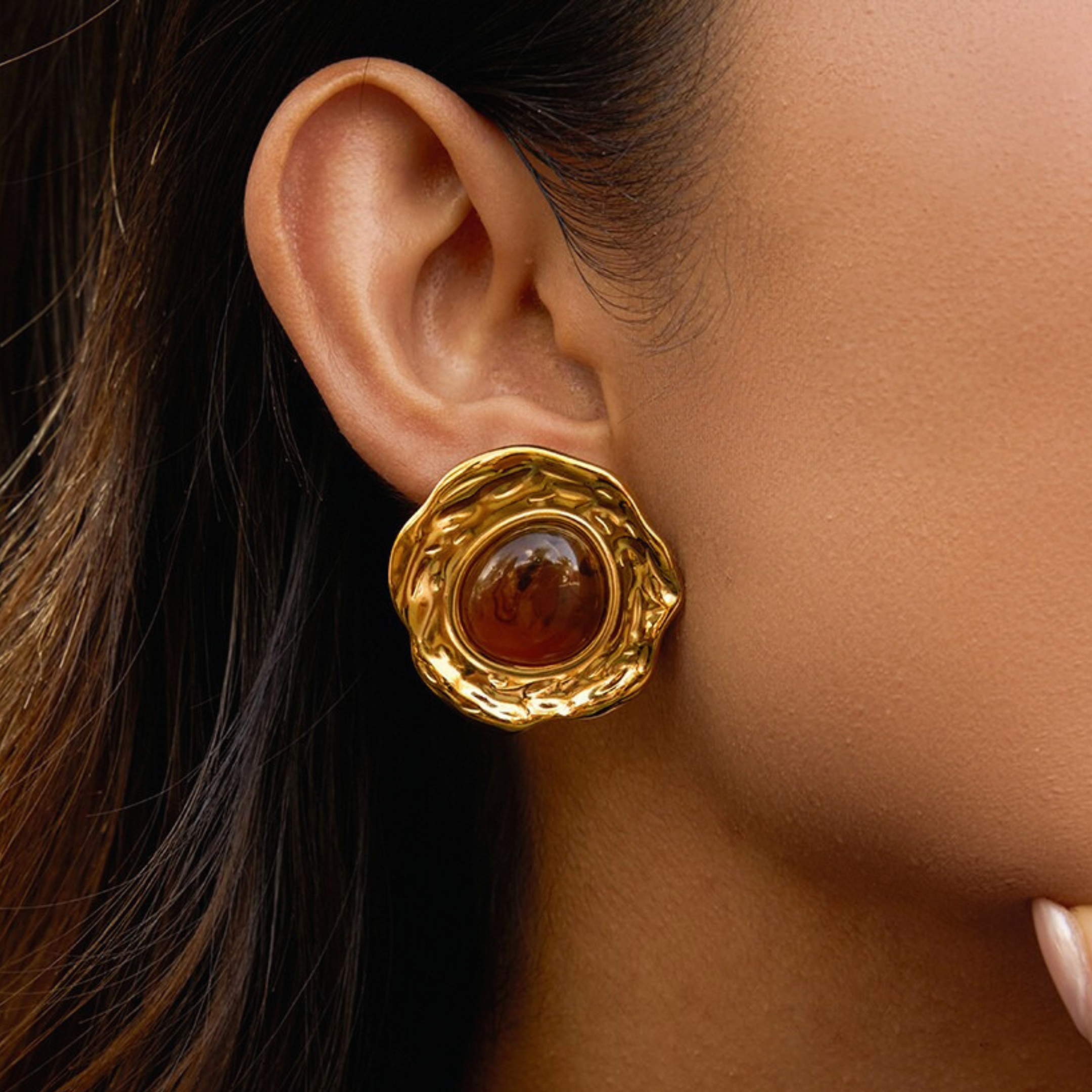 Saint Statement Earring on Model 1